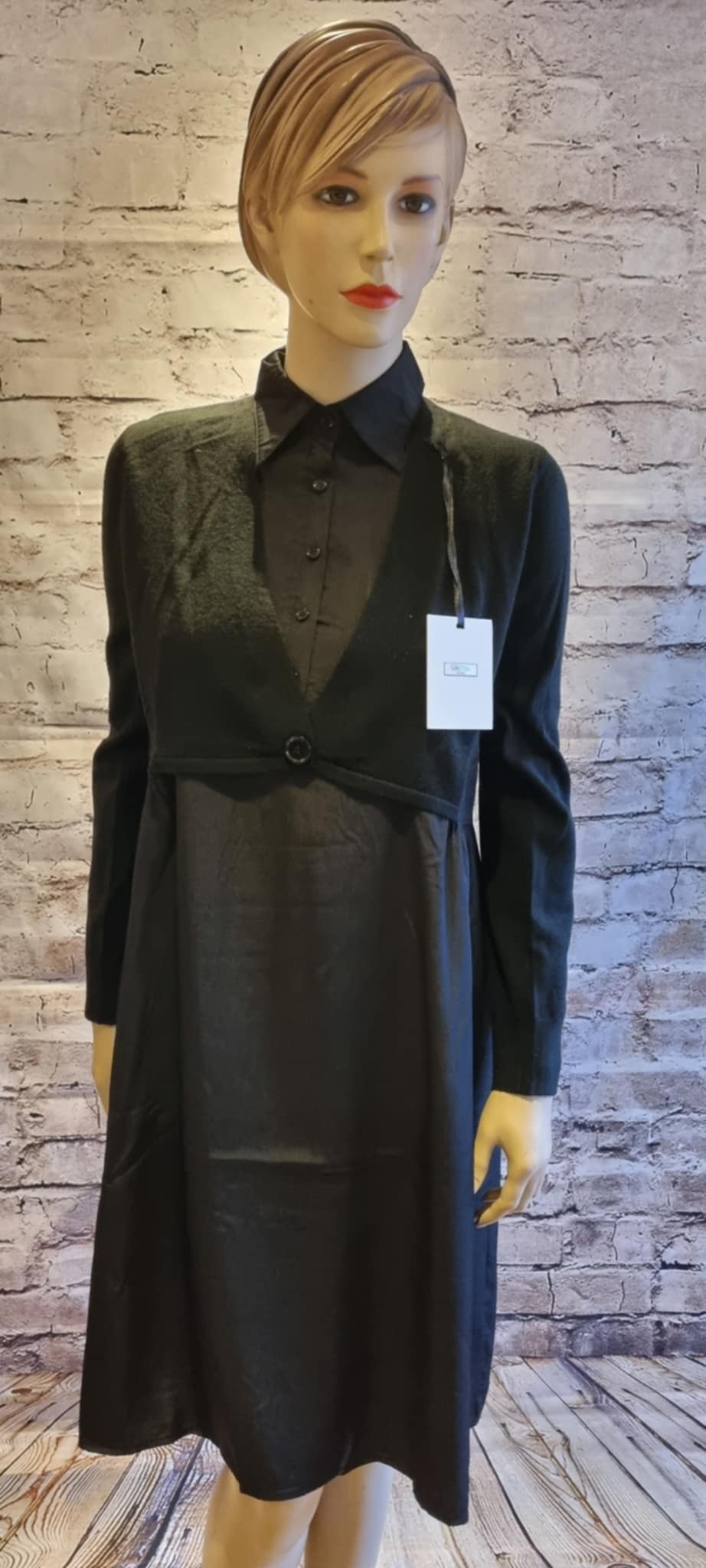 2-in-1 shirt dress with knitted bolero